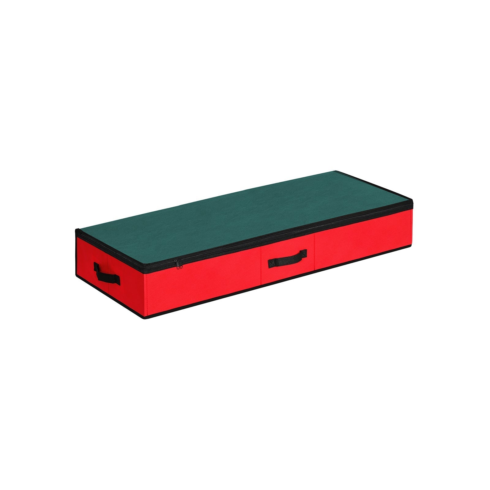 Underbed Storage Bag - Fabric - Green and Red - Foldable with Divider and Dustproof Zipper