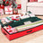 Underbed Storage Bag - Fabric - Green and Red - Foldable with Divider and Dustproof Zipper