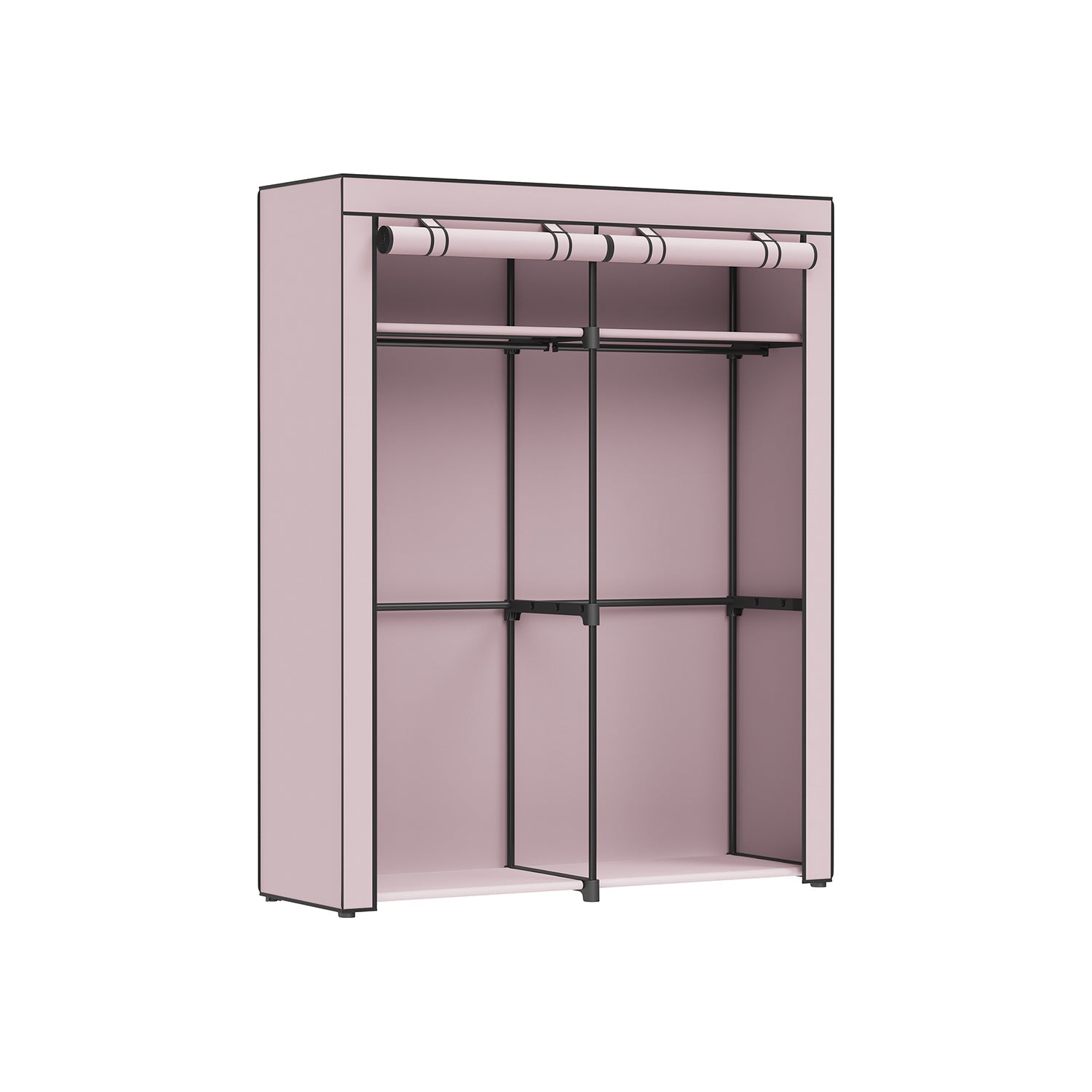 Collapsible Portable Wardrobe - With 2 Clothes Rails - Fabric - Grey