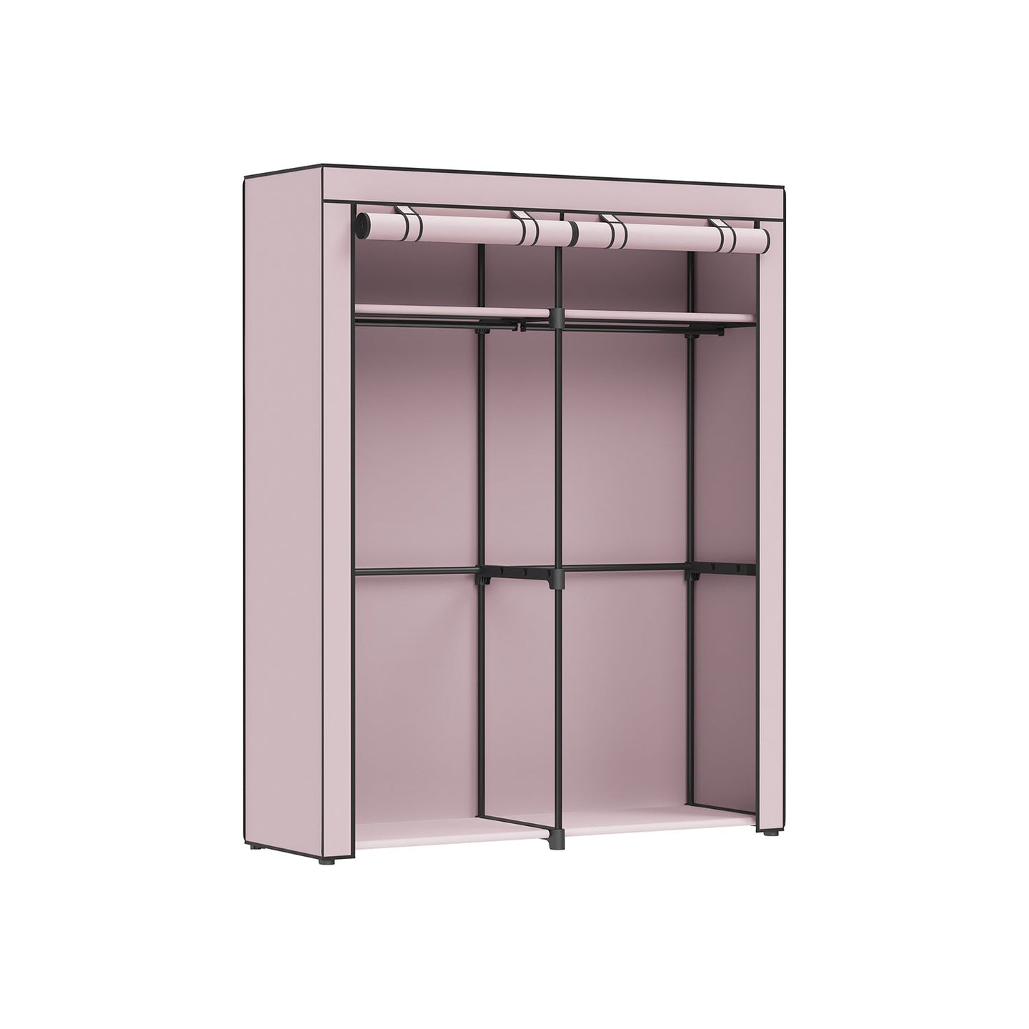 Collapsible Portable Wardrobe - With 2 Clothes Rails - Fabric - Grey