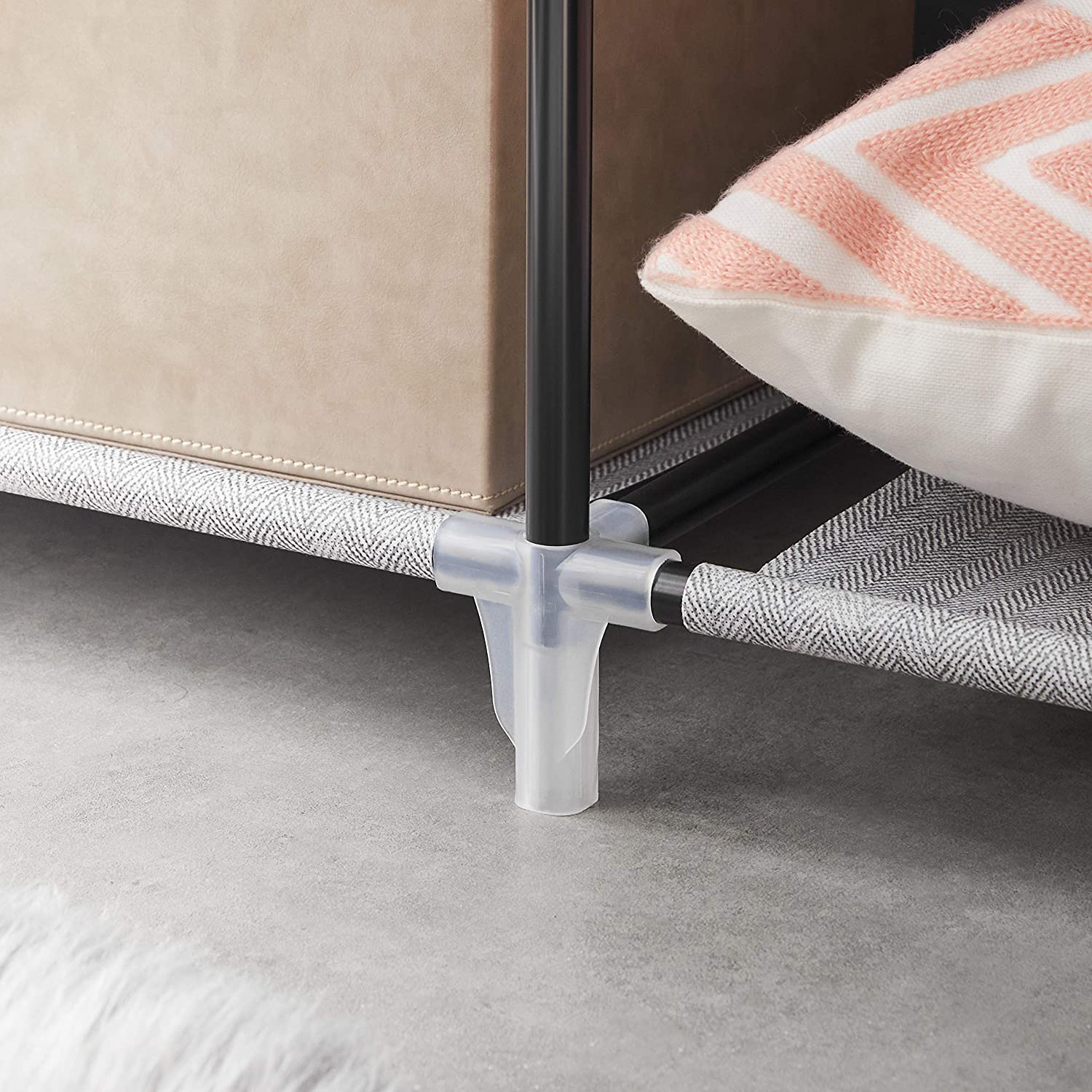 Portable Closet - Non-Woven Fabric - Grey - Large with Herringbone Pattern and Shelves