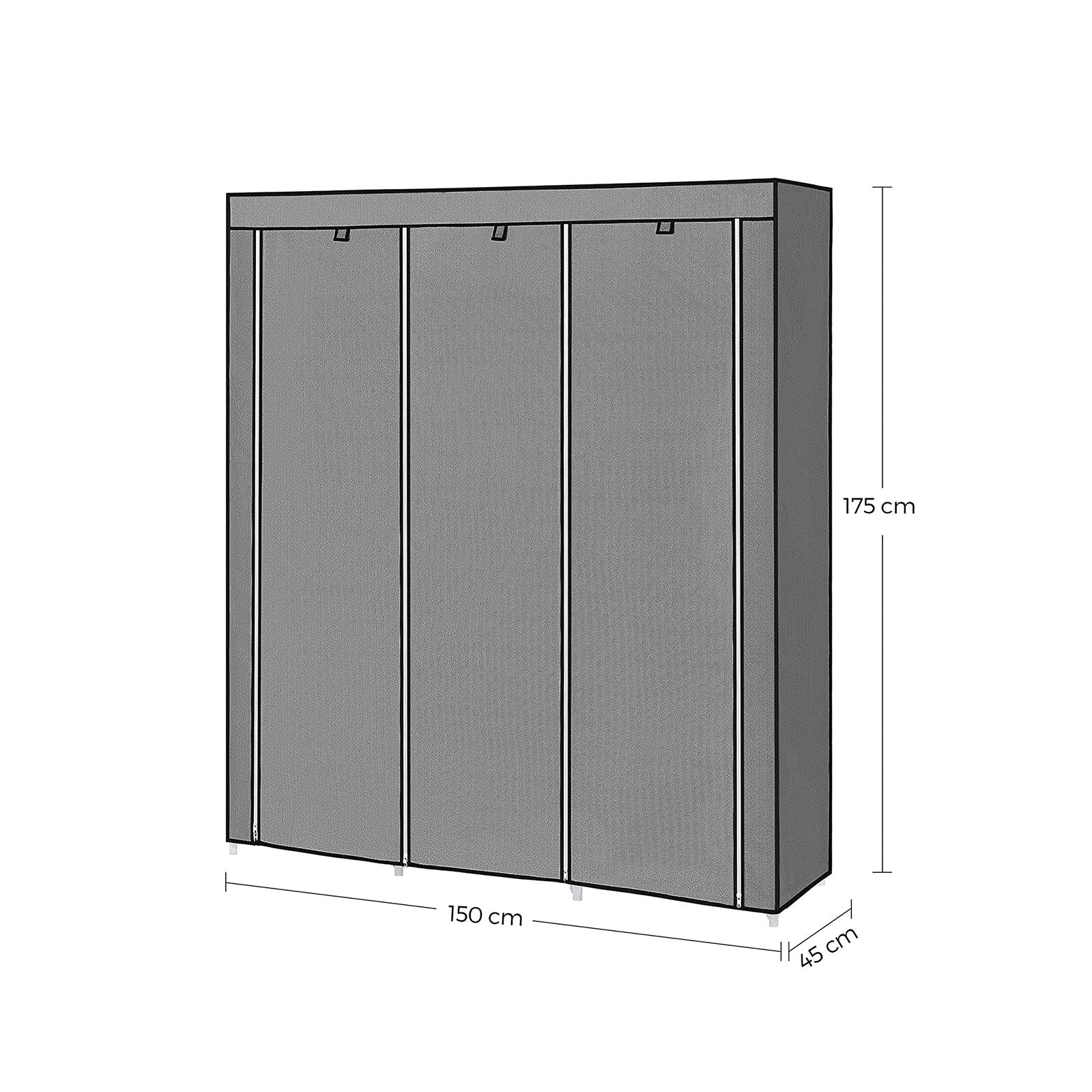 Portable Closet - Non-Woven Fabric - Grey - Large with Herringbone Pattern and Shelves