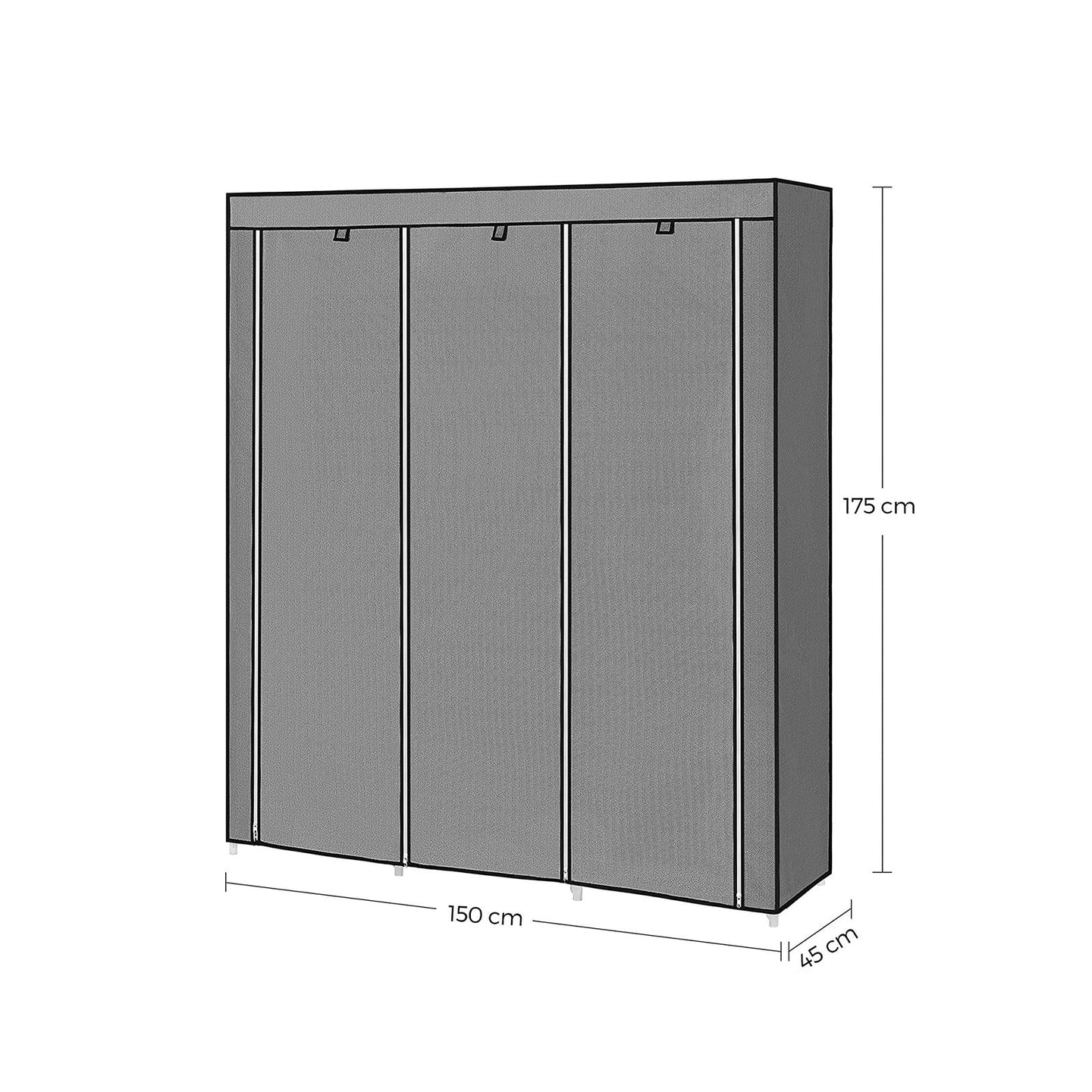 Portable Closet - Non-Woven Fabric - Grey - Large with Herringbone Pattern and Shelves