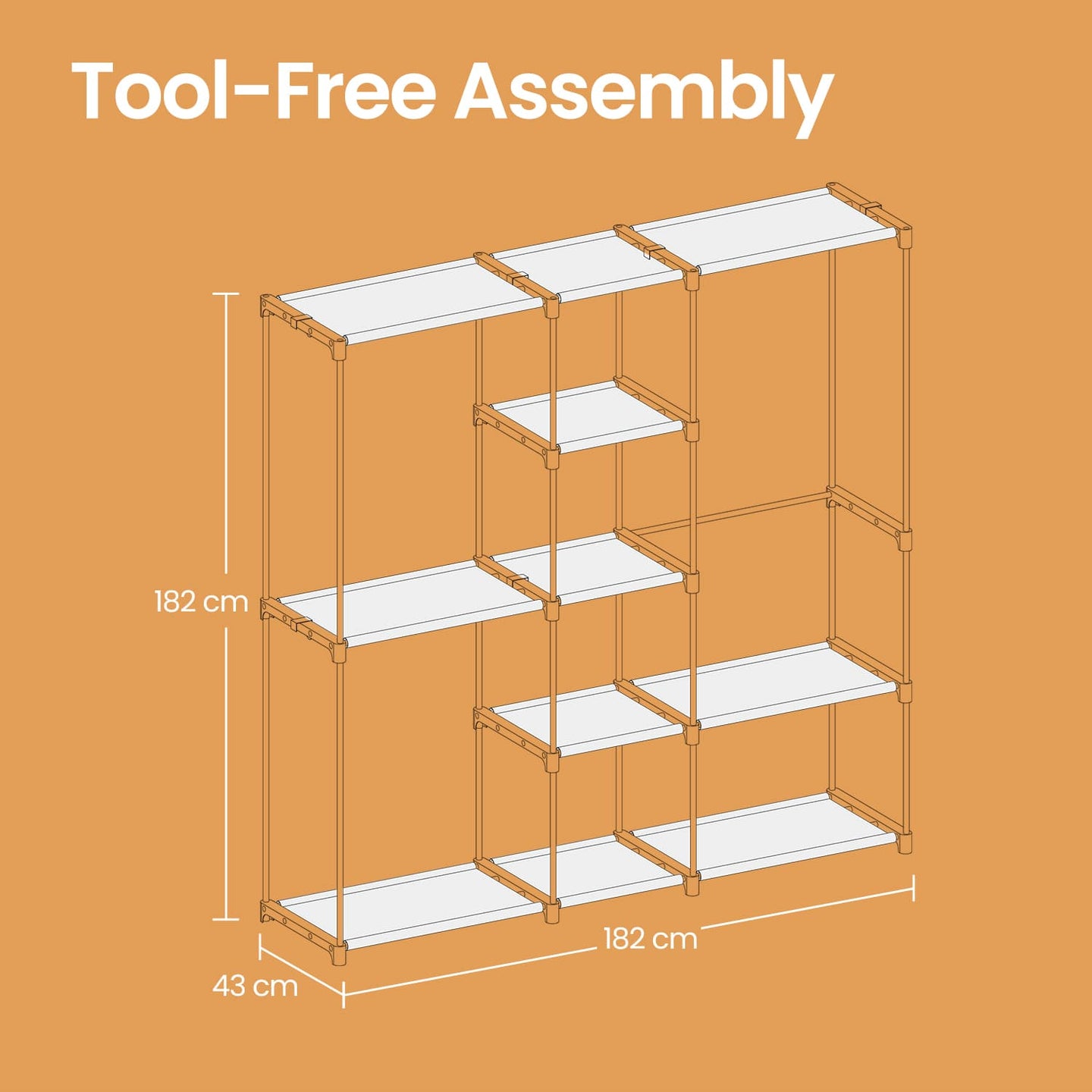 Portable Open Wardrobe - Metal - Black - Freestanding with Clothes Rails and Shelves for Bedroom