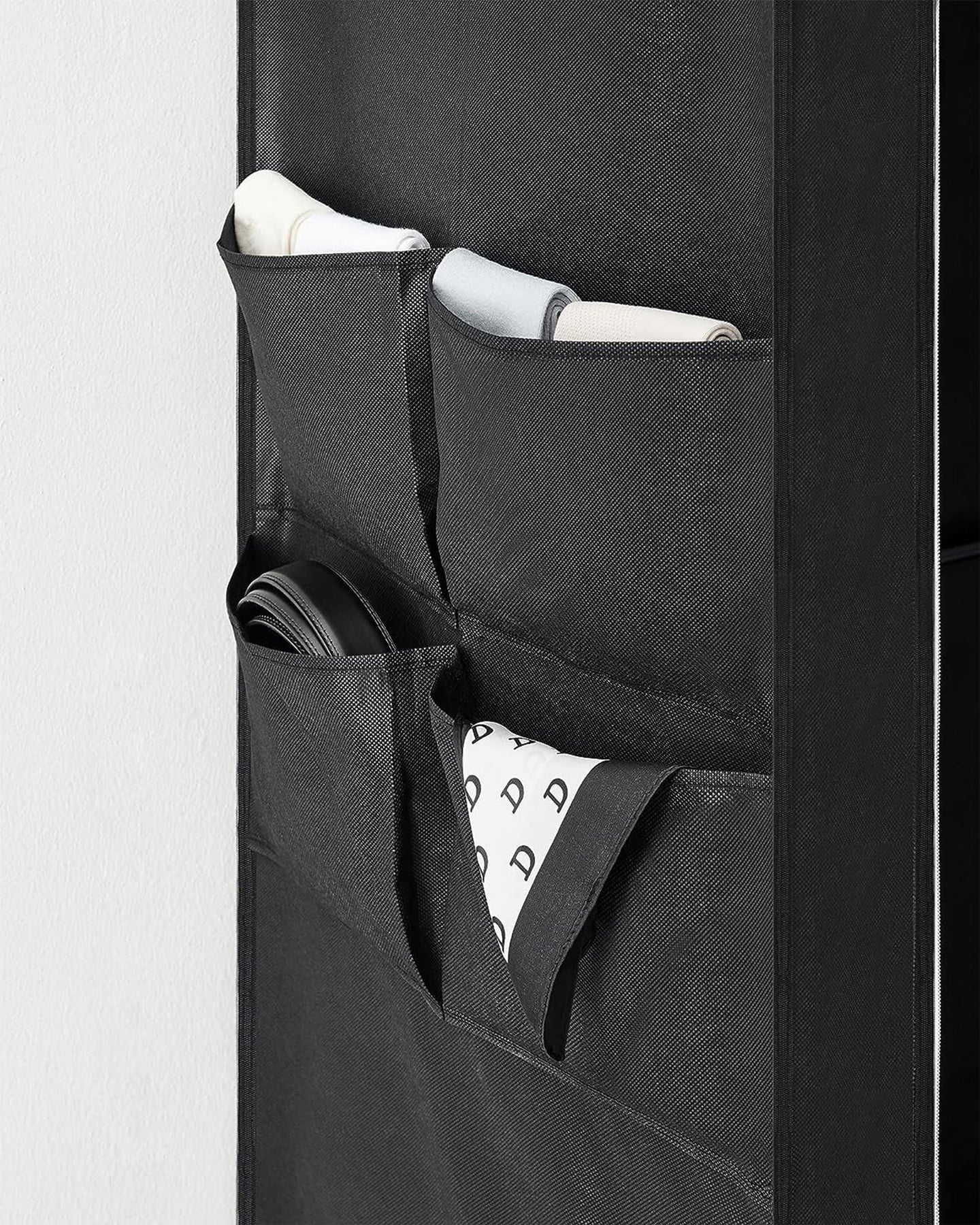Portable Clothes Wardrobe - Fabric - Grey - Large Capacity with Shelves and Pockets