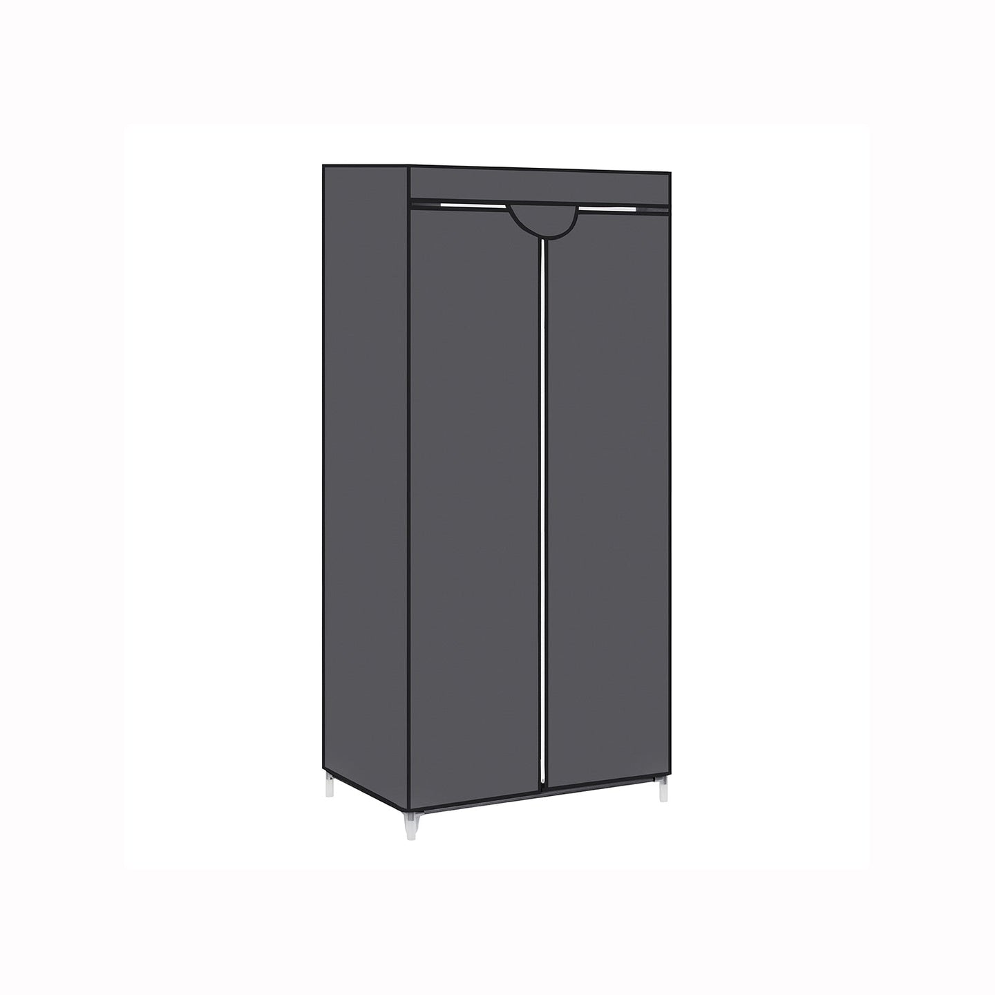 Portable Closet - Canvas - Grey - Includes Hanging Rail and Storage Shelves
