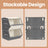 Stackable Storage Bins - Non-Woven Fabric - Grey and Beige - Magnetic Lid and Metal Frame