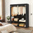 Fabric Wardrobe - Non-Woven Fabric - Black - With Viewing Windows and Shelves