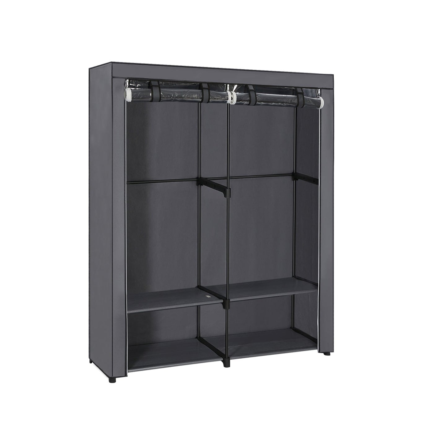Fabric Wardrobe - Non-Woven Fabric - Black - Clothes Storage Organizer with Viewing Windows and Shelves
