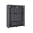 Fabric Wardrobe - Non-Woven Fabric - Black - Clothes Storage Organizer with Viewing Windows and Shelves