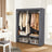Fabric Wardrobe - Non-Woven Fabric - Black - Clothes Storage Organizer with Viewing Windows and Shelves