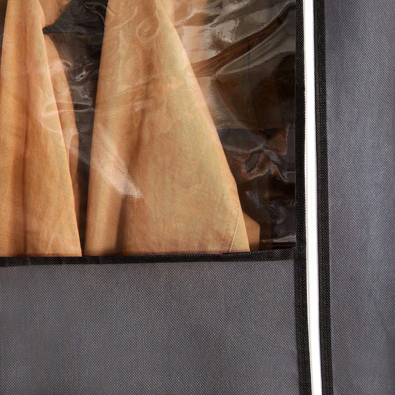 Fabric Wardrobe - Non-Woven Fabric - Black - Clothes Storage Organizer with Viewing Windows and Shelves