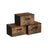 Set of 3 Foldable Storage Boxes - Non-Woven Fabric - Brown - with Lids and Handles