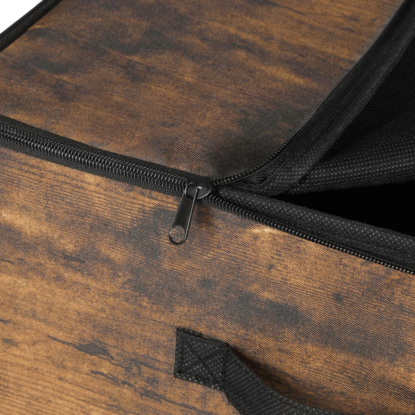 Set of 3 Foldable Storage Boxes - Non-Woven Fabric - Brown - with Lids and Handles