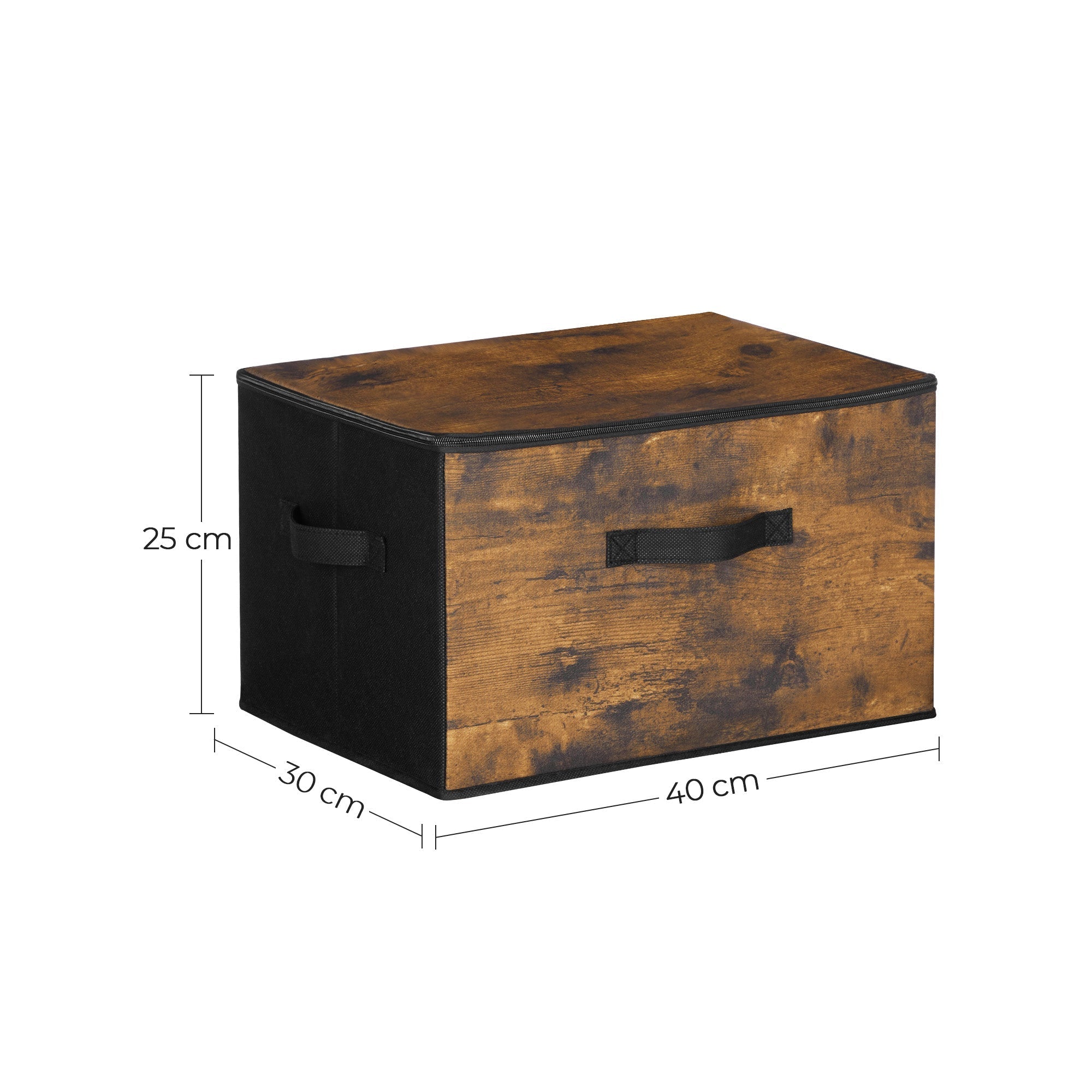 Set of 3 Foldable Storage Boxes - Non-Woven Fabric - Brown - with Lids and Handles