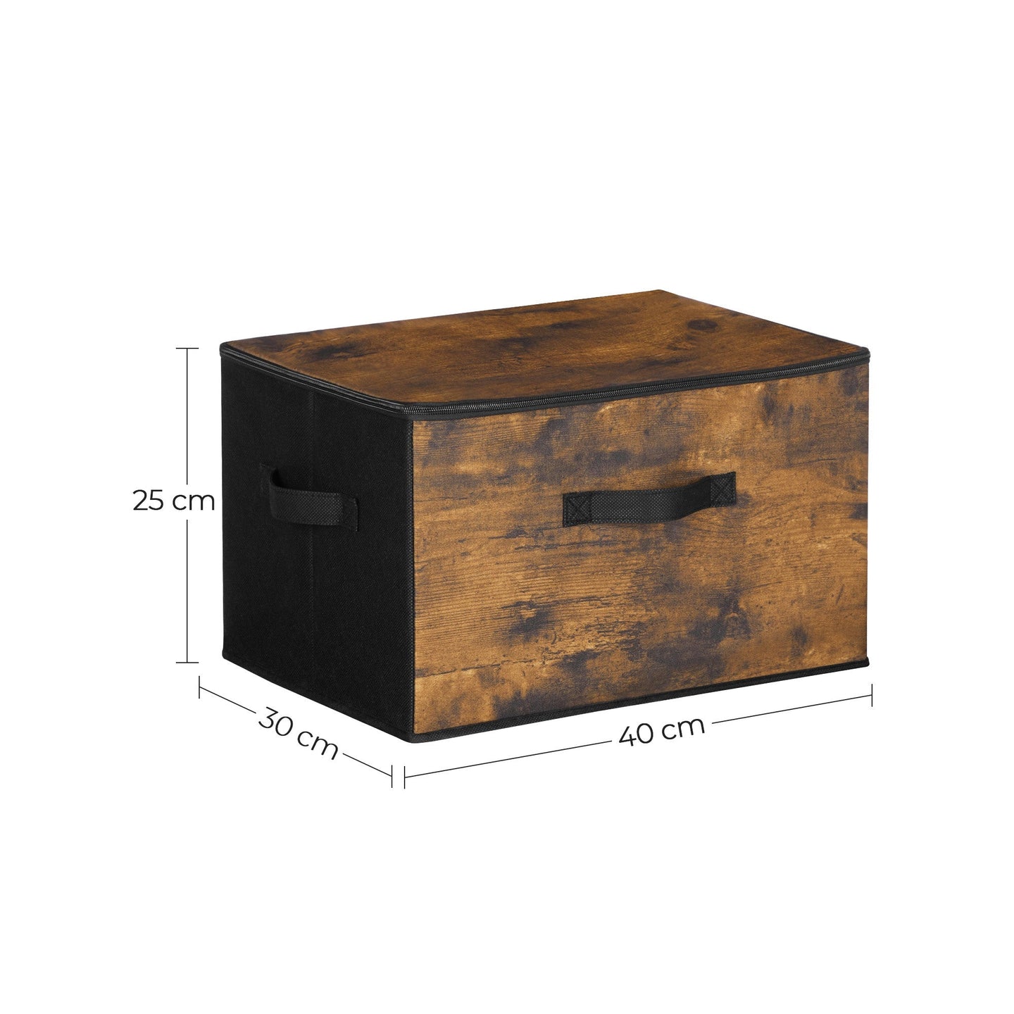 Set of 3 Foldable Storage Boxes - Non-Woven Fabric - Brown - with Lids and Handles
