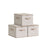 Set of 6 Foldable Storage Boxes - Non-Woven Fabric - Rustic Brown - With Lids and Handles