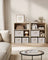 Set of 6 Foldable Storage Boxes - Non-Woven Fabric - Rustic Brown - With Lids and Handles