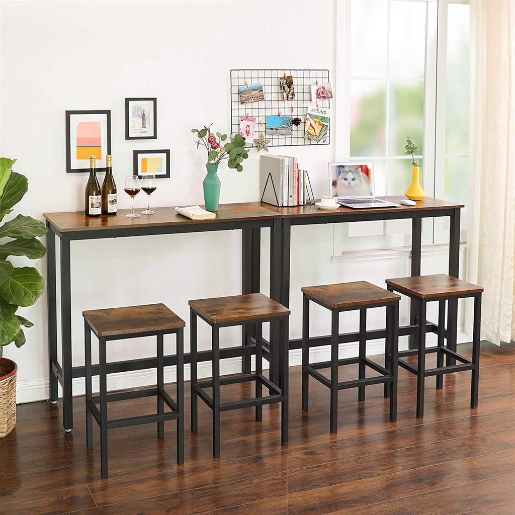 Bar Table - Metal - Rustic Brown and Black - Safety Features Included