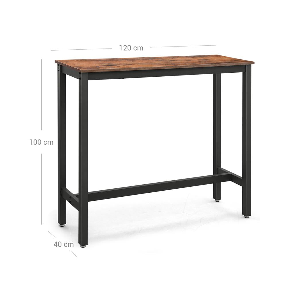 Bar Table - Metal - Rustic Brown and Black - Safety Features Included