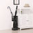 Umbrella Stand - Metal - Black - Free Standing with Drip Tray and Hooks