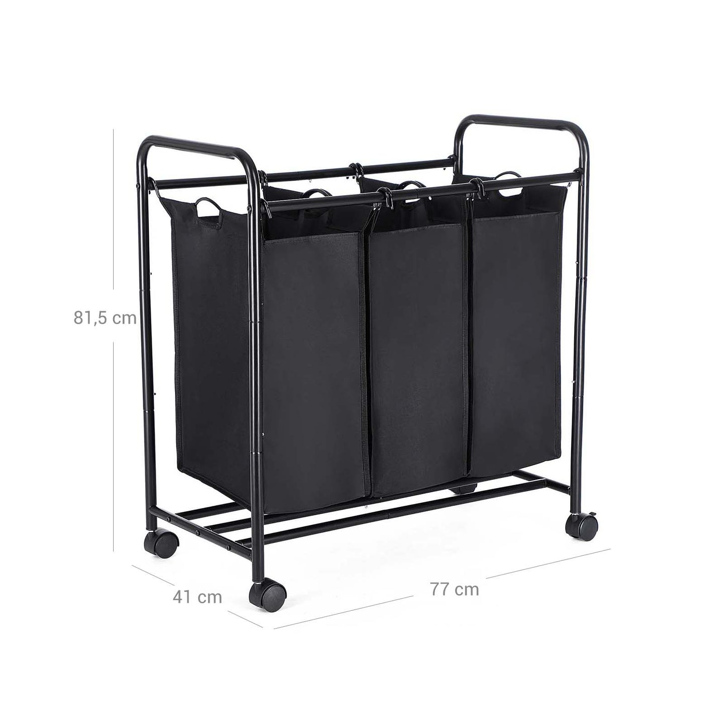 Laundry Cart - Fabric - Beige - 3 Removable Bags on Wheels