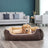 Dog Bed - Fabric - Brown and Yellow - Removable Cushion