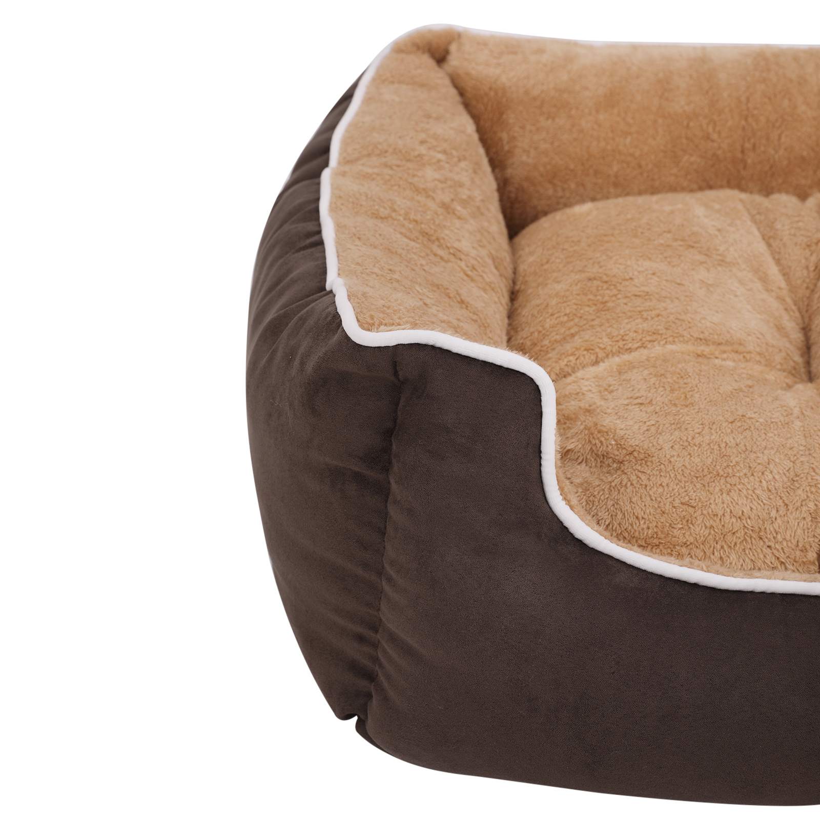 Dog Bed - Fabric - Brown and Yellow - Removable Cushion