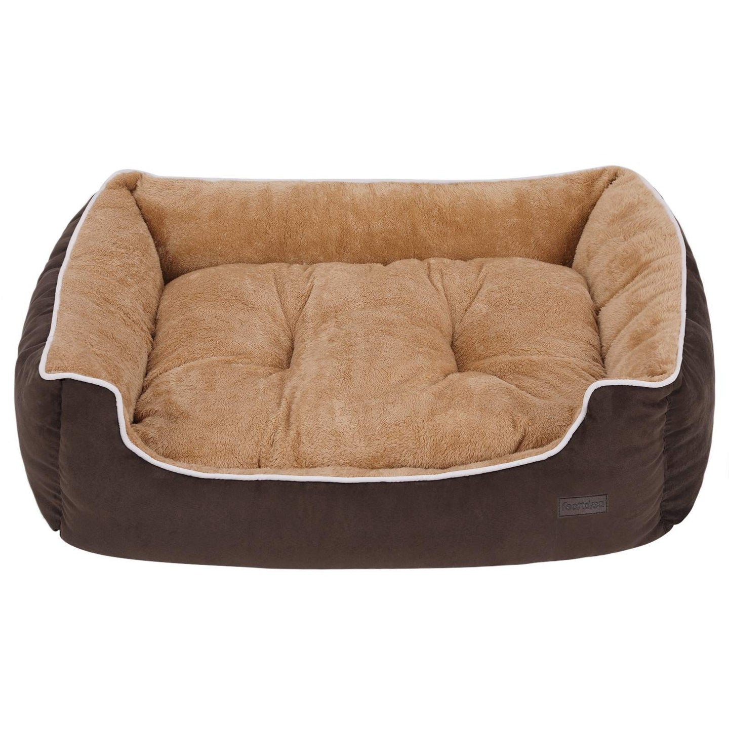Dog Bed - Fabric - Brown and Yellow - Removable Cushion