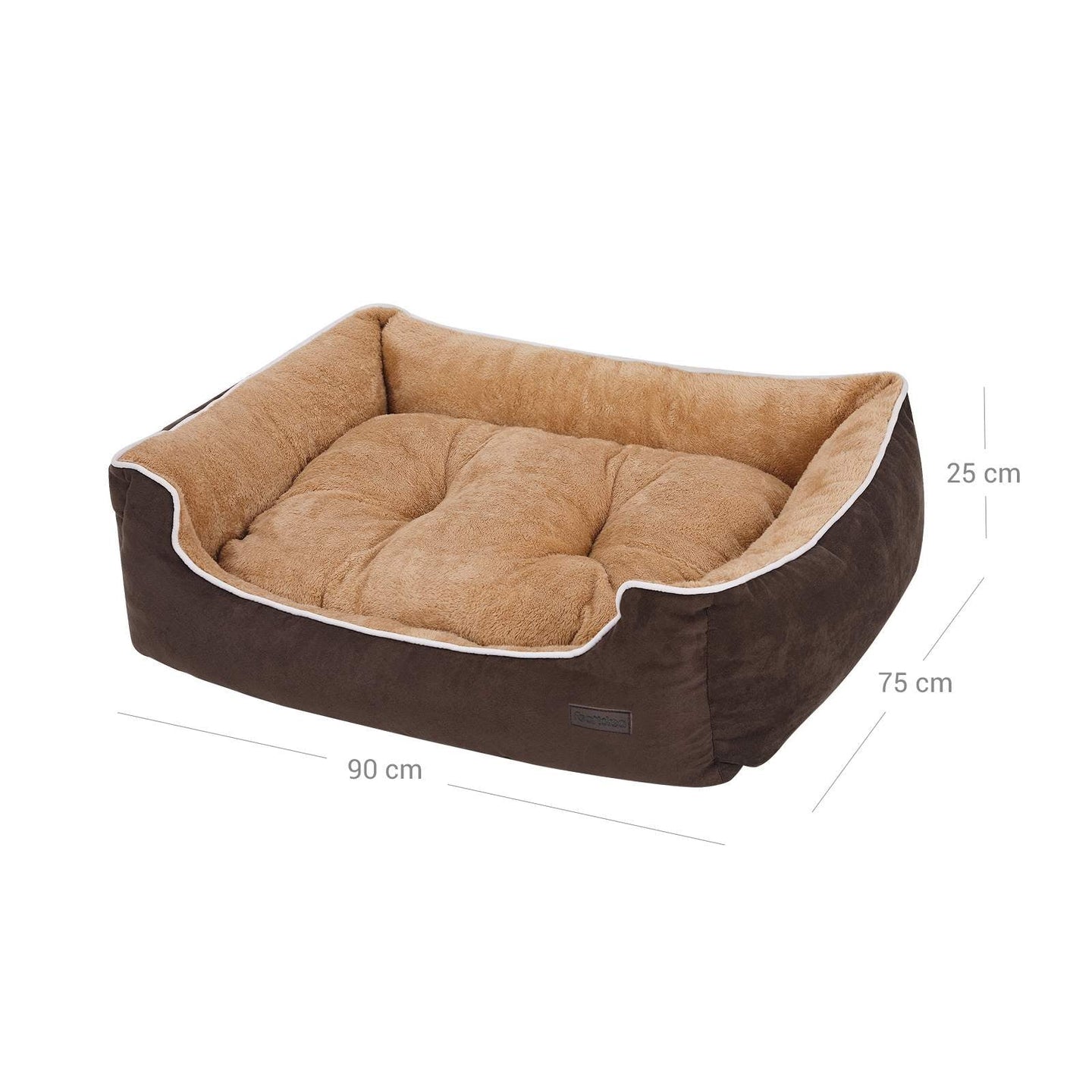Dog Bed - Fabric - Brown and Yellow - Removable Cushion