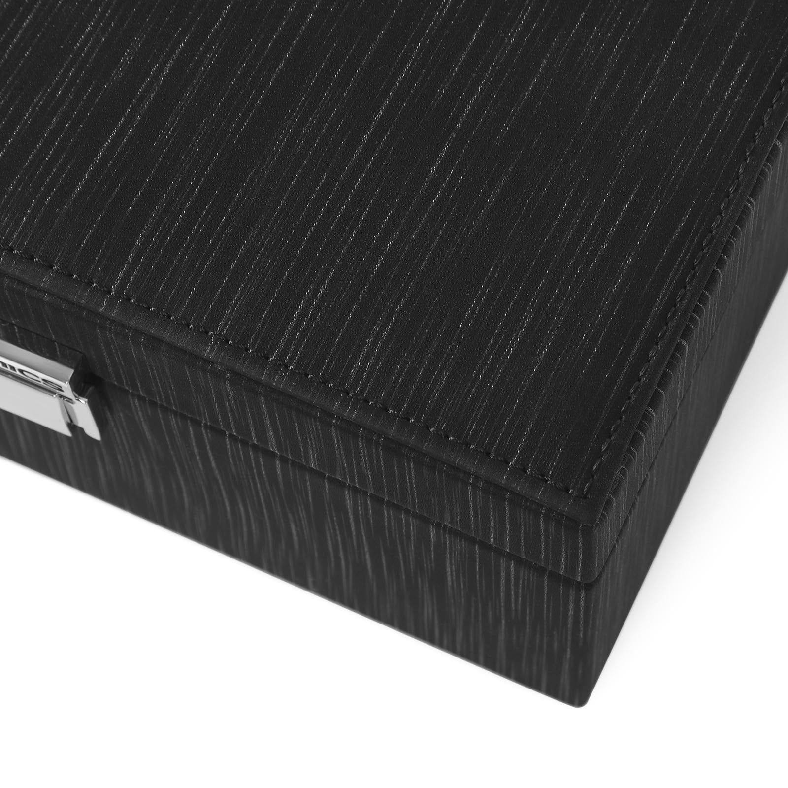 Jewelry Box - Wood - Black - Lockable with Removable Divider and Foldable Tray