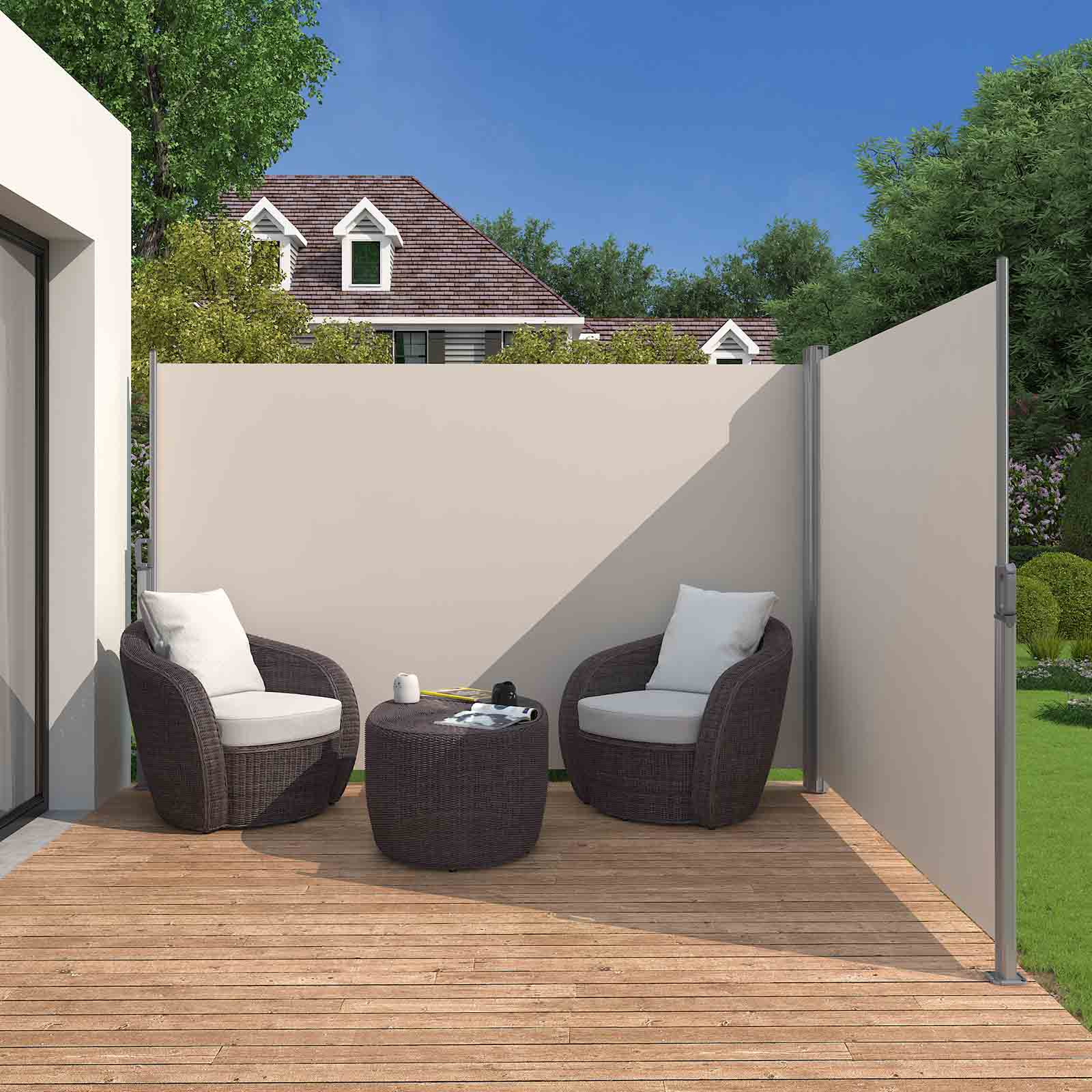 Retractable Awning - Polythene Fabric - Smoky Grey - Privacy Protection and Sun Shade