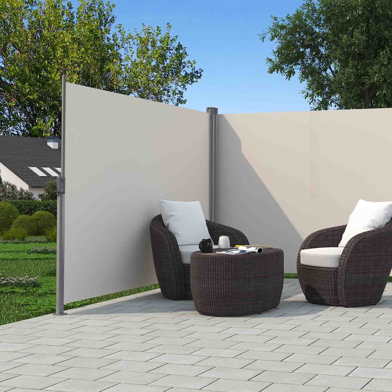 Retractable Awning - Polythene Fabric - Smoky Grey - Privacy Protection and Sun Shade
