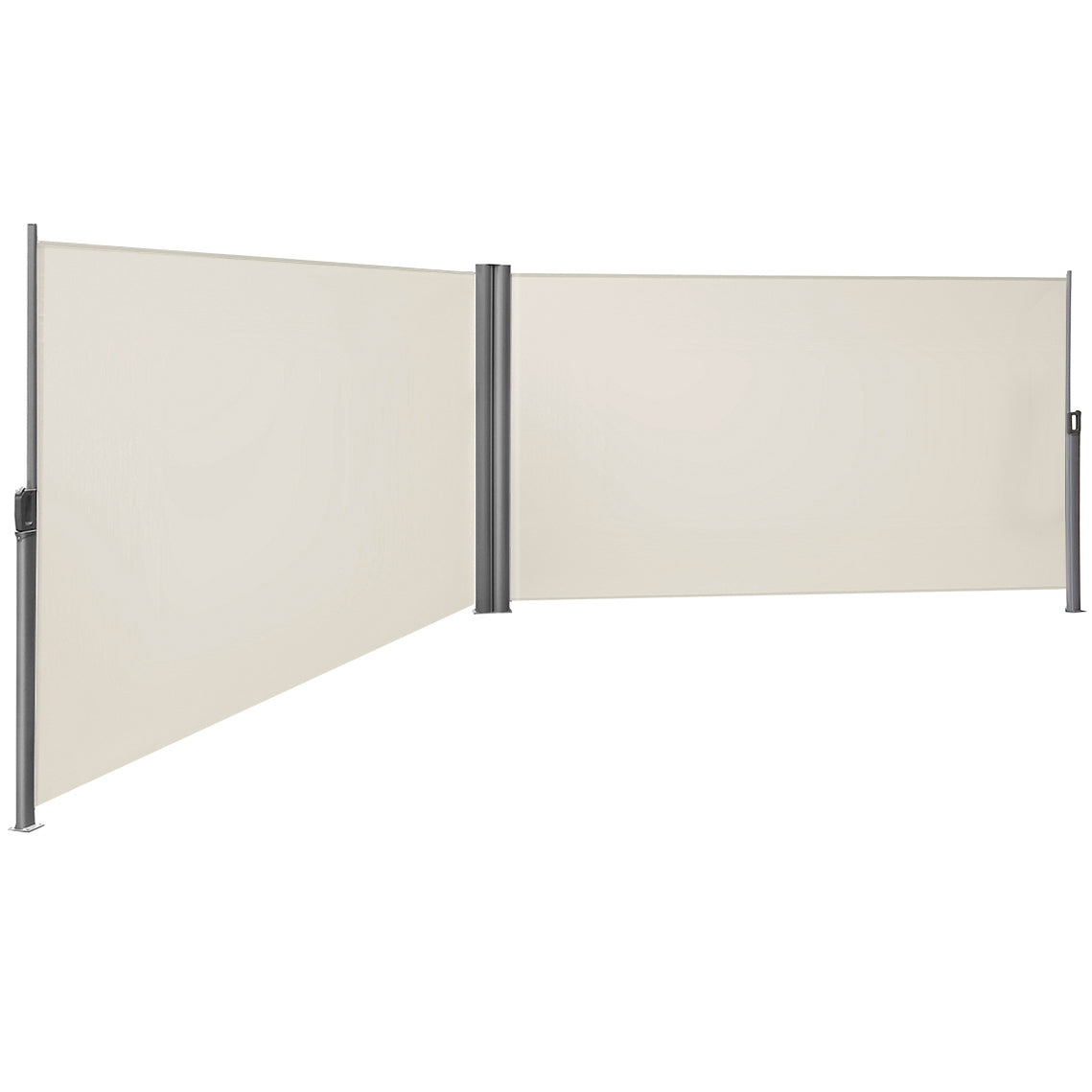 Retractable Bilateral Awning - Thickened Polyester Fabric - Beige - Double Side Privacy Protection