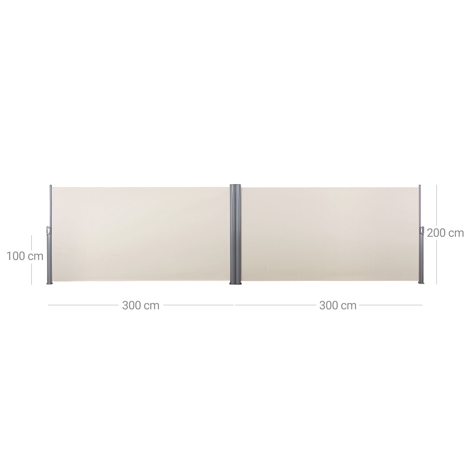 Retractable Bilateral Awning - Thickened Polyester Fabric - Beige - Double Side Privacy Protection