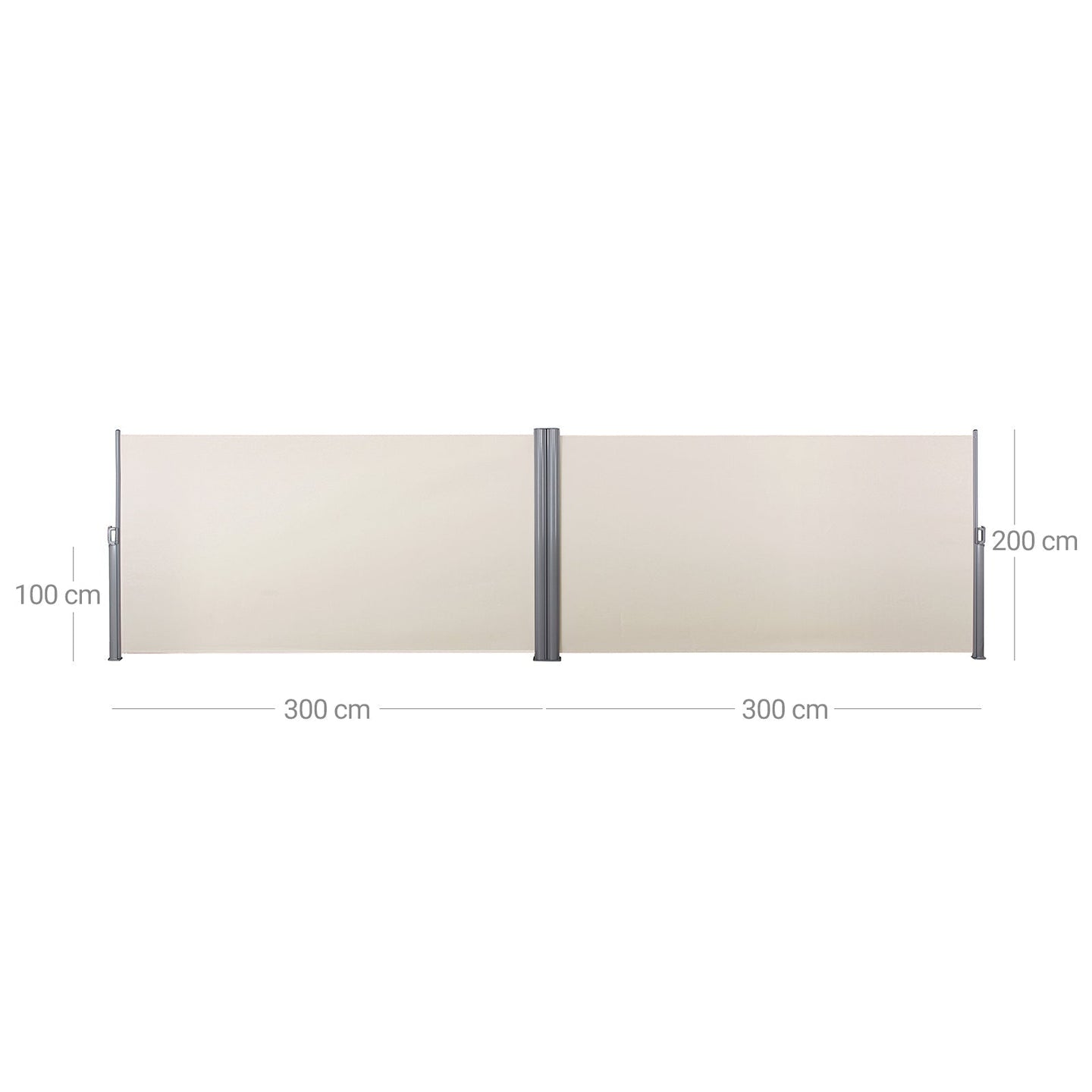 Retractable Bilateral Awning - Thickened Polyester Fabric - Beige - Double Side Privacy Protection