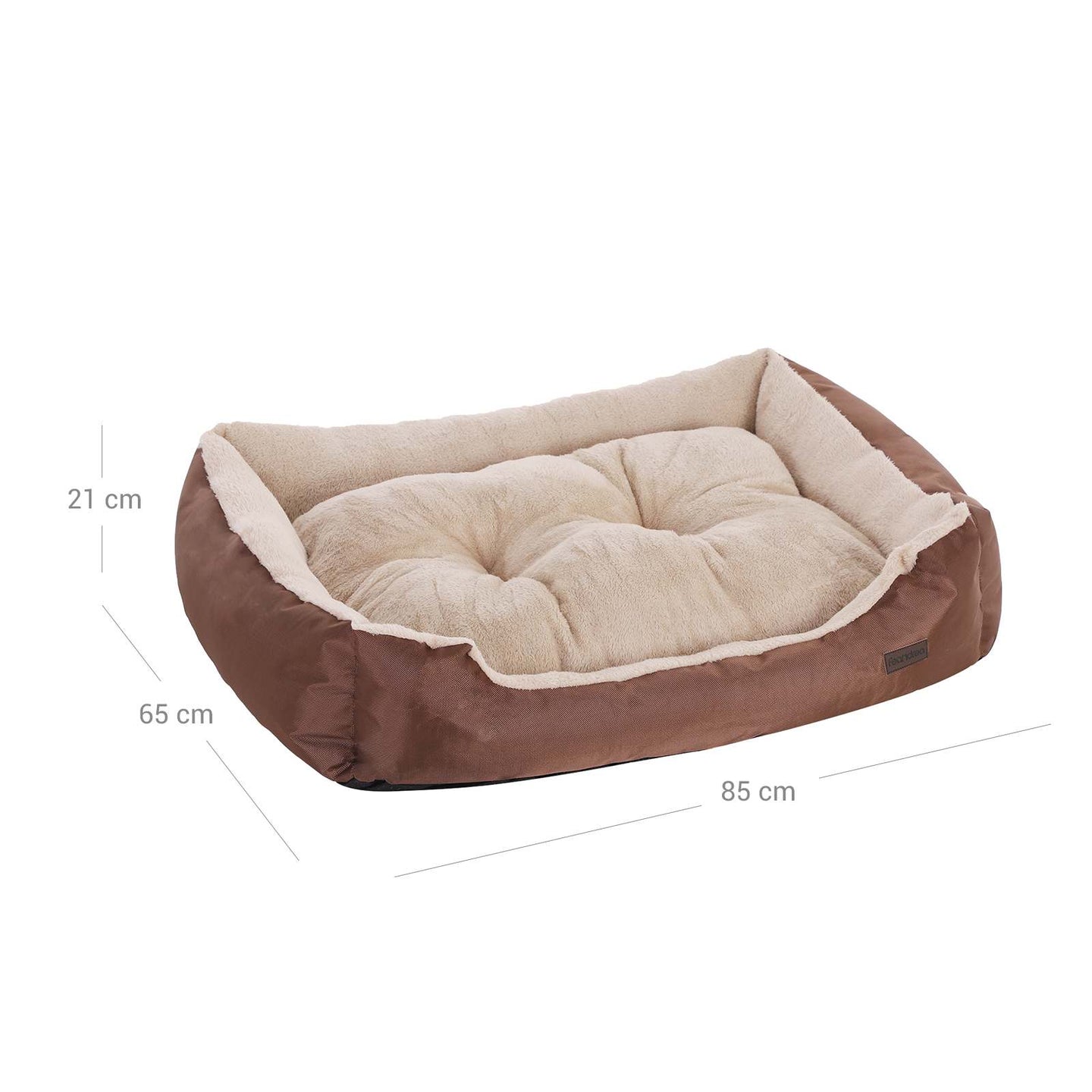 Reversible Dog Bed - Fabric - Brown - Spacious Cushion Design 85 x 65 x 21 cm