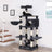 Multi-Level Cat Tree - Engineered Wood - Smoky Grey - Includes Feeder Bowl