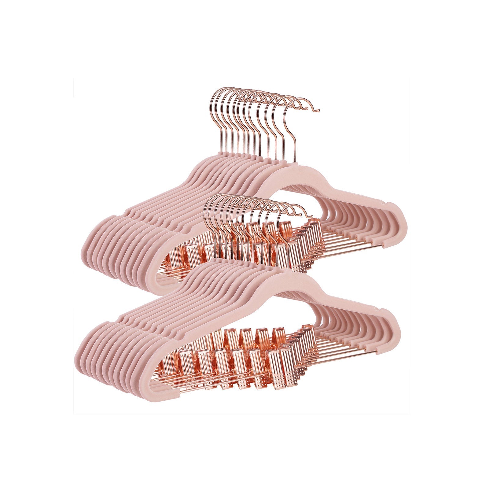 Velvet Coat Hangers - 24-Pack - Rose Gold - Non-Slip