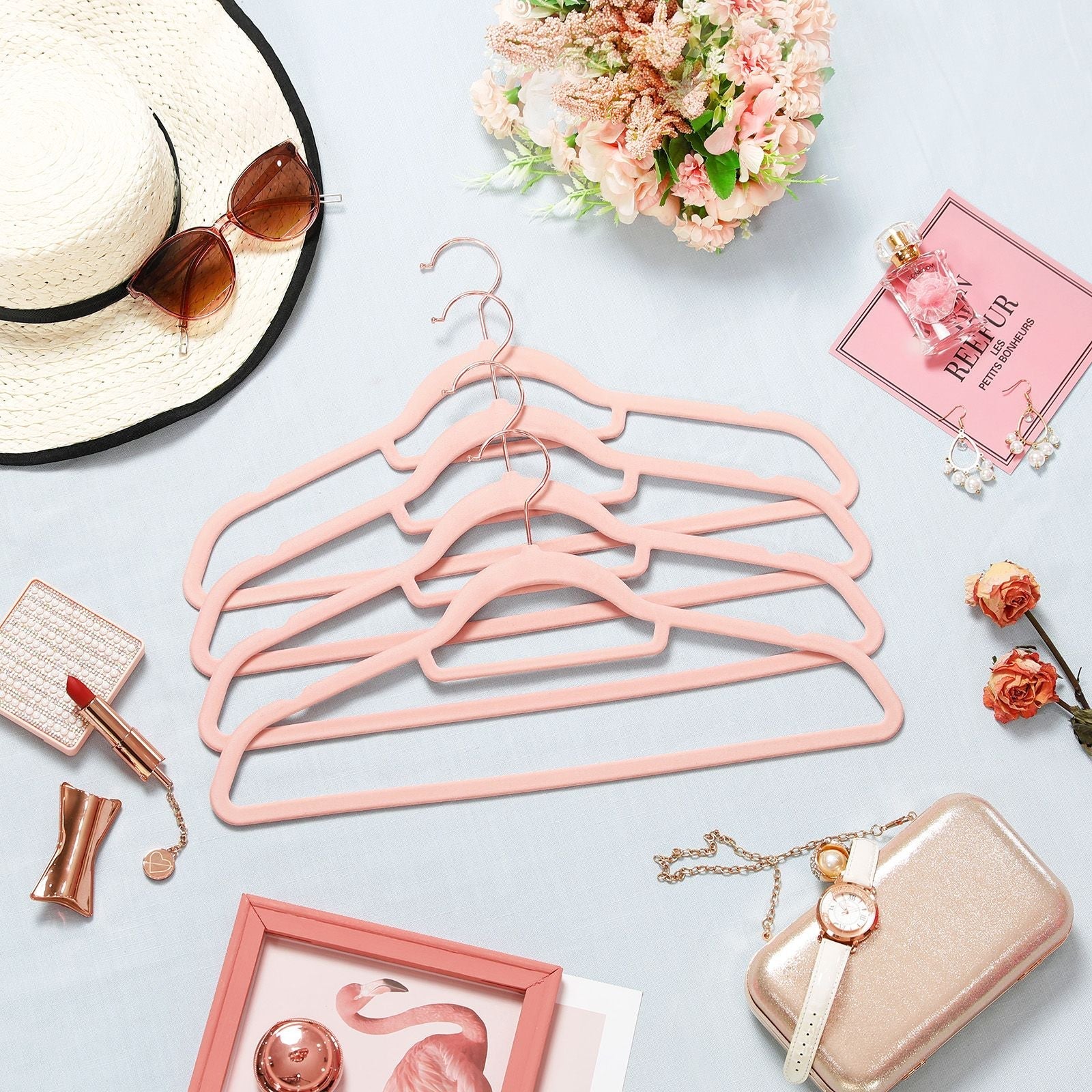 Velvet Hangers Set - Rose Gold - Non-Slip