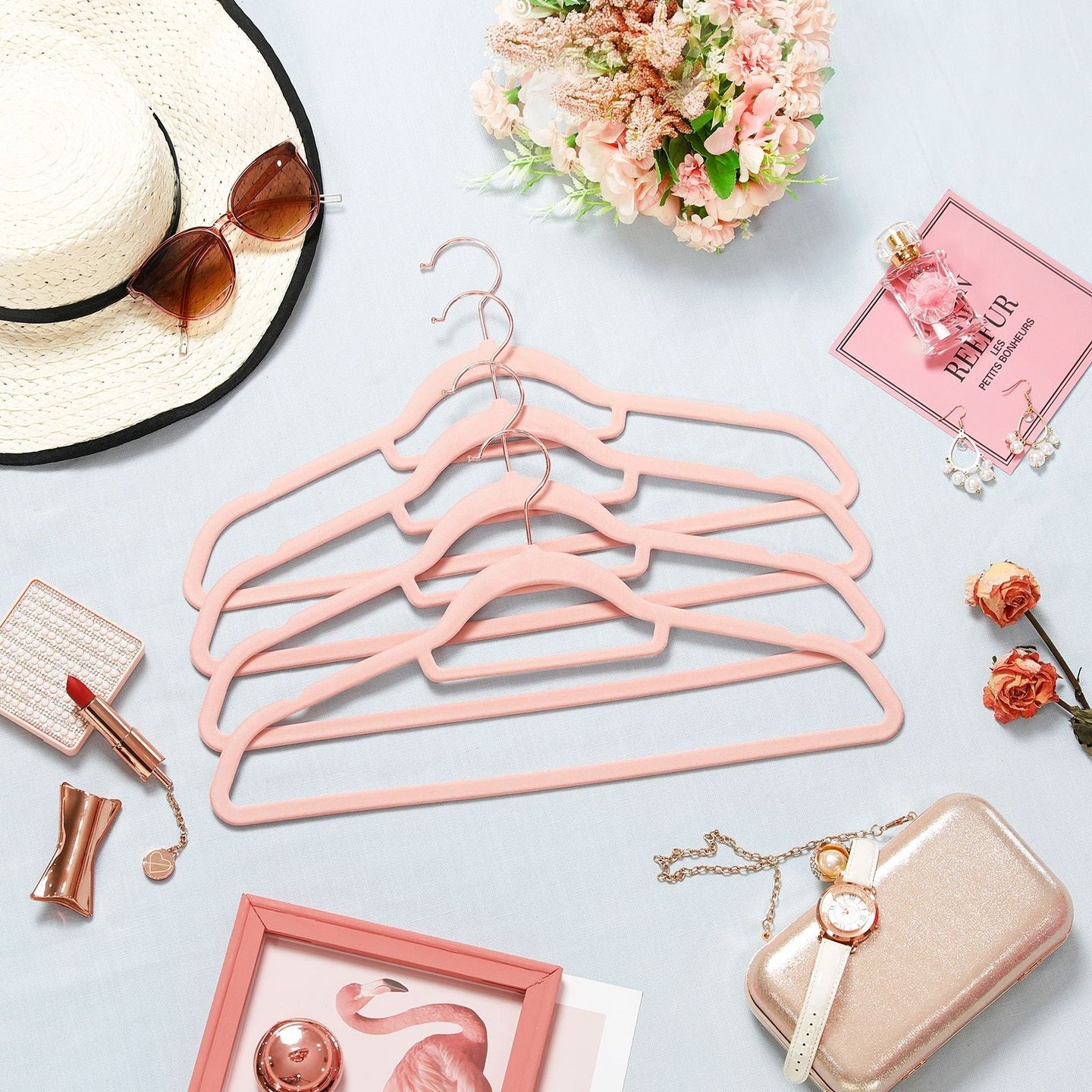 Velvet Hangers Set - Rose Gold - Non-Slip