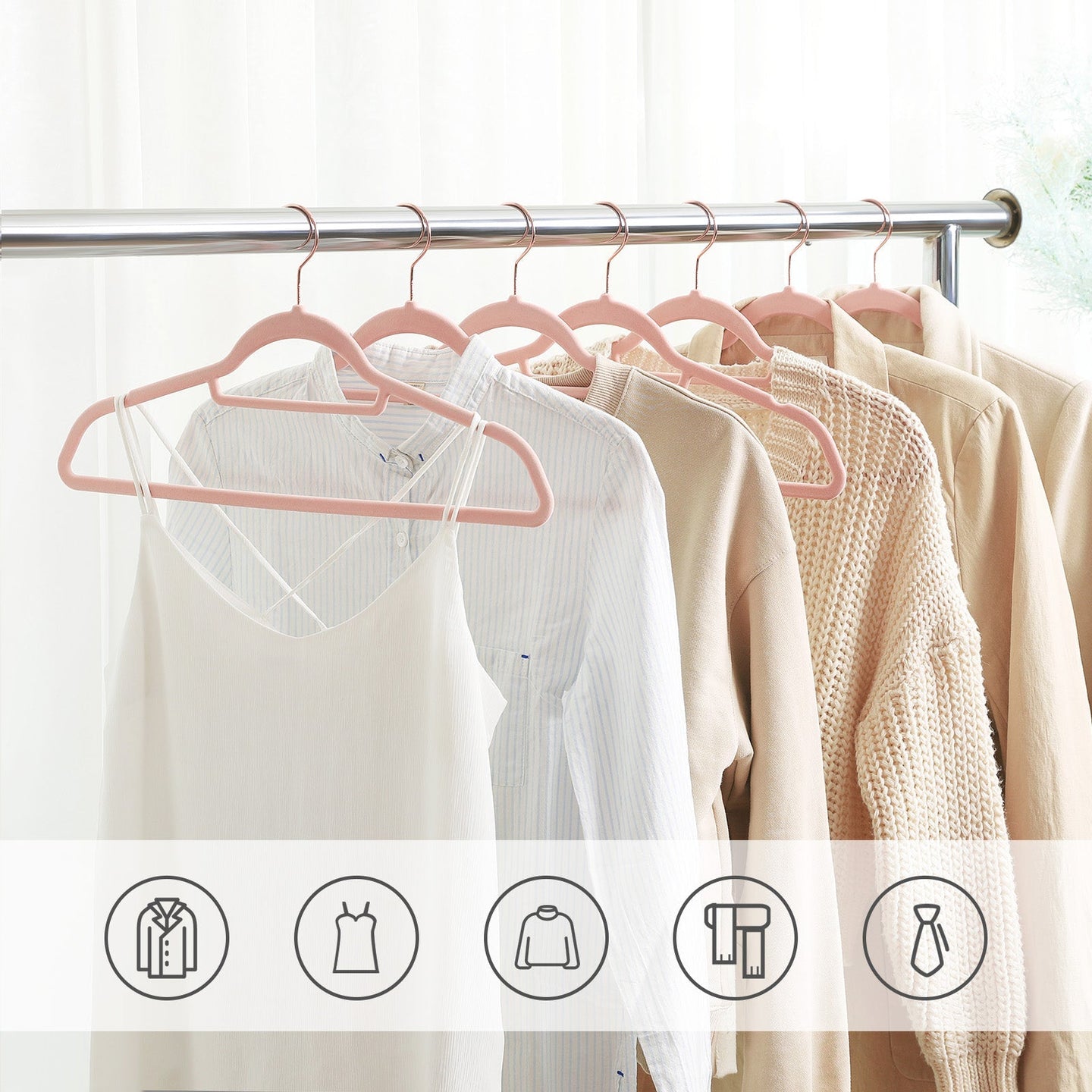 Velvet Hangers Set - Rose Gold - Non-Slip