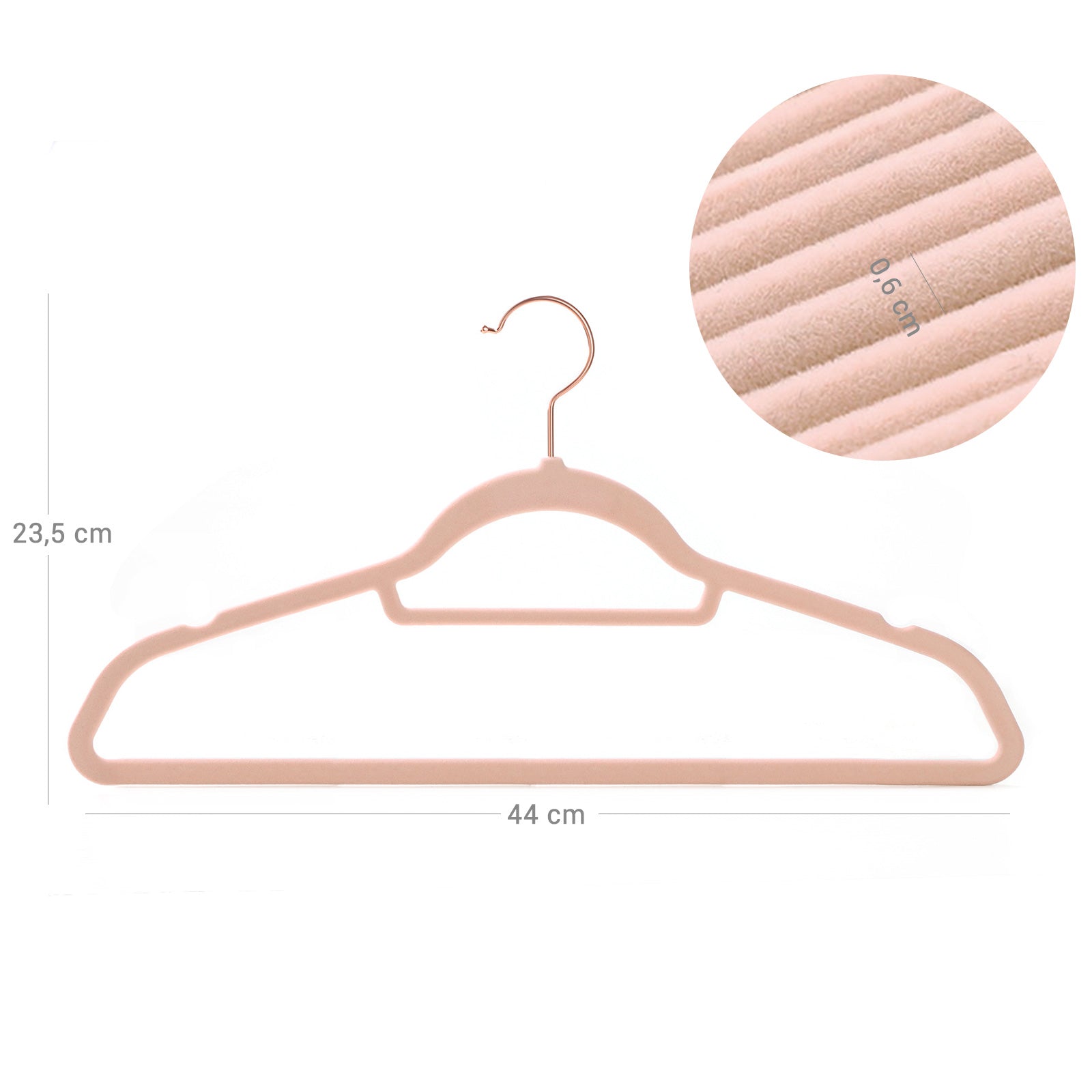 Velvet Hangers Set - Rose Gold - Non-Slip