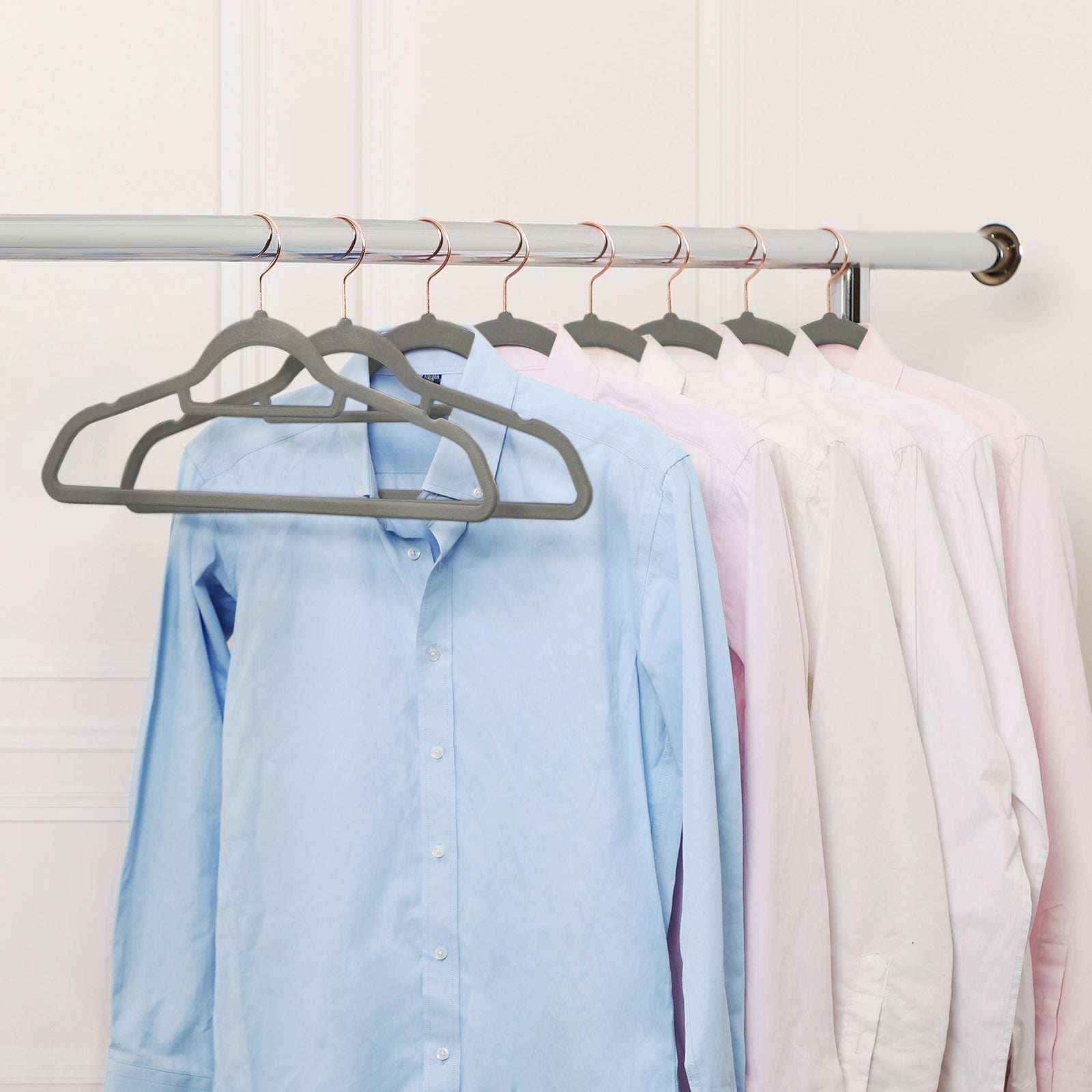 Non-Slip Velvet Hangers - Velvet - Rose Gold - 50 Pack