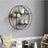 Round Floating Wall Shelf - Metal - Black - Features 3 Metal Mesh Panels