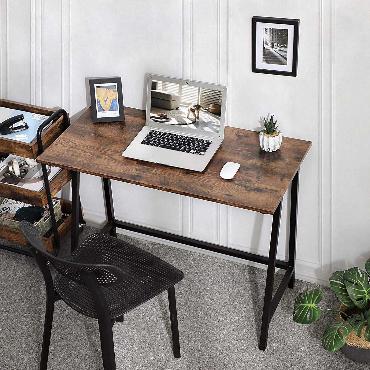 Computer Desk - Wood - Rustic Brown - Space-Saving