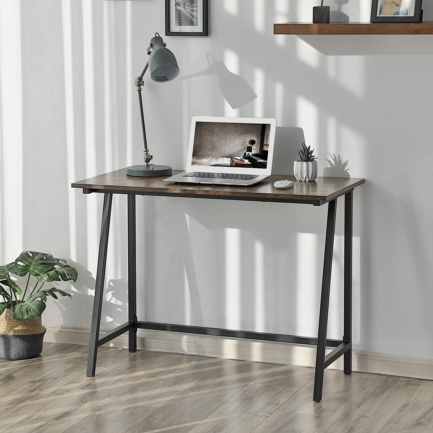Computer Desk - Wood - Rustic Brown - Space-Saving