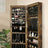 Jewellery Cabinet - Wood - Rustic Brown - Lockable Wall-Mounted with Mirror and Various Compartments