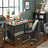 Writing Desk - Metal - Rustic Brown and Black