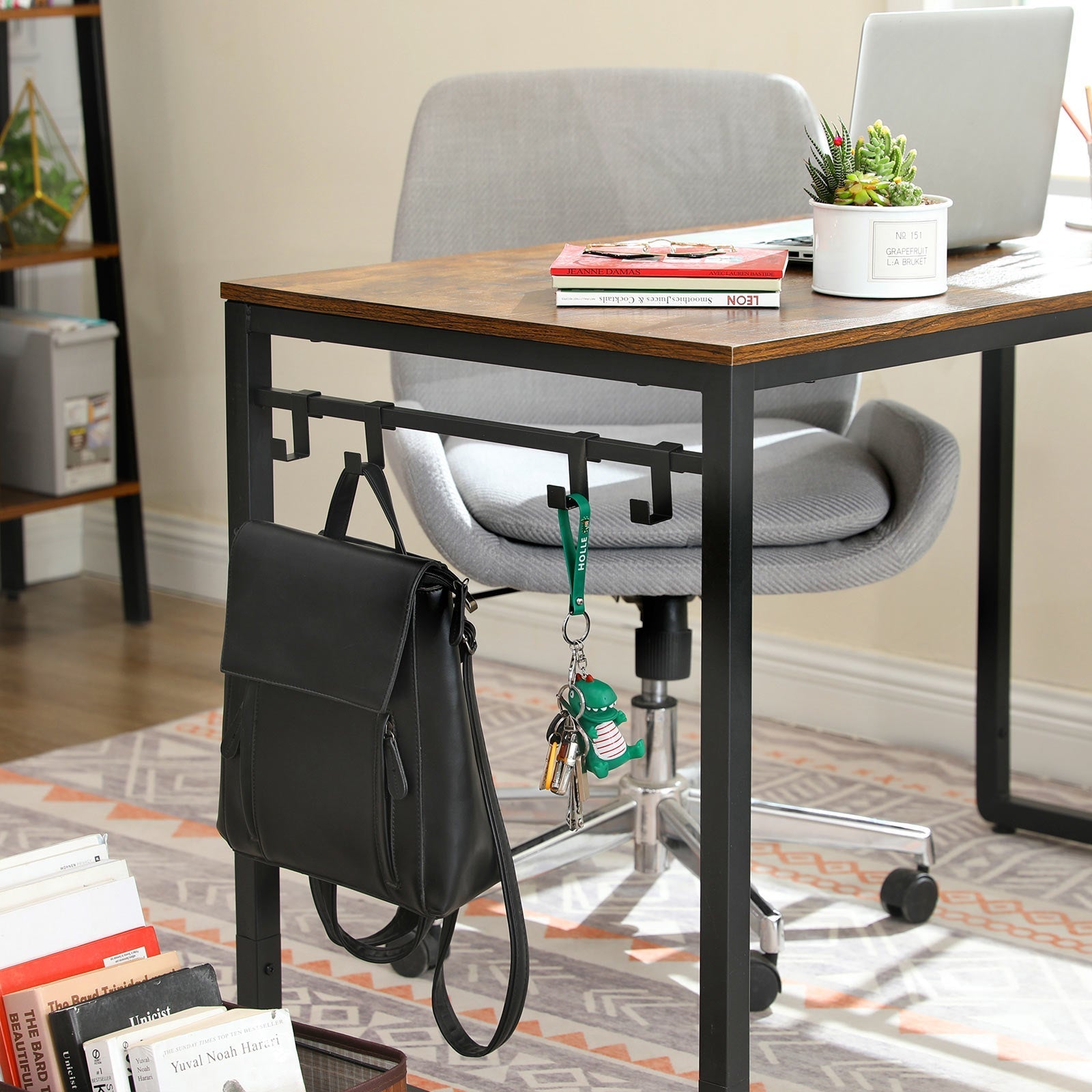 Writing Desk - Metal - Rustic Brown and Black